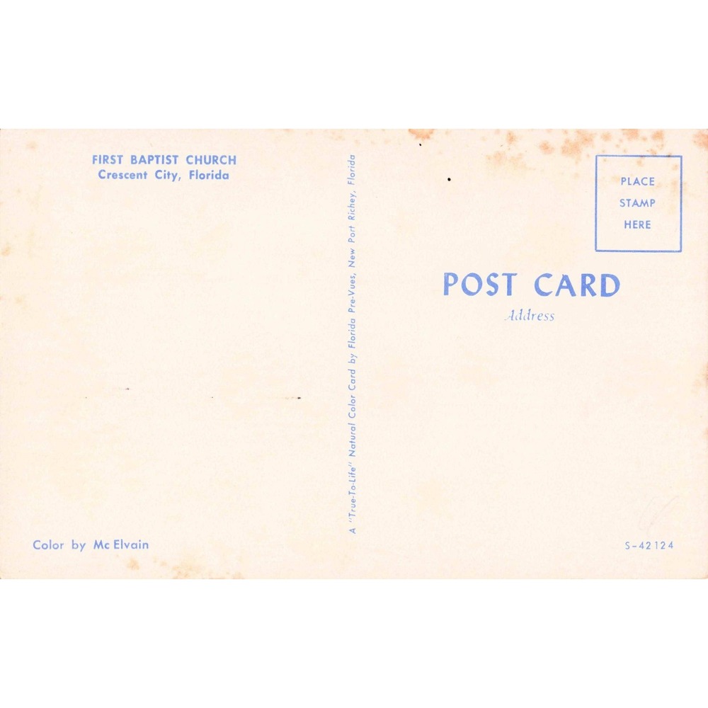 Vintage First Baptist Church Crescent City Florida Postcard Florida Pre-Vues - Picture 2 of 2